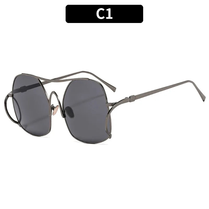 Y2k Polygon Oversized Sunglasses Women Luxury Brand Metal Sun Glasses Fashion Personality Outdoor Retro Eyeglassess Uv400 Men