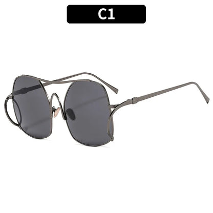 Y2k Polygon Oversized Sunglasses Women Luxury Brand Metal Sun Glasses Fashion Personality Outdoor Retro Eyeglassess Uv400 Men