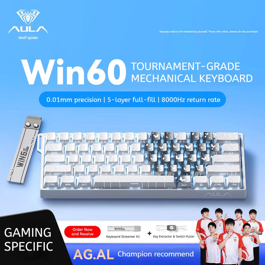 AULA WIN60 HE Magnetic  Keyboard Wired Trigger 8K Return Esports Gamer Customize RGB Mechanical Gaming Keyboard