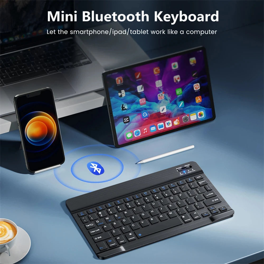 Mini teclado Bluetooth RGB inalámbrico de 10 inch con retroiluminación, panel táctil y compatibilidad con IOS, Android, Windows e iPad
