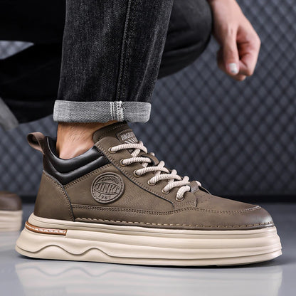 High Quality Mens Casual Leather Thick Bottom Oxford Shoes Fashion Outdoor Flat Top Quality Oxford Shoes Handmade Walking Shoes