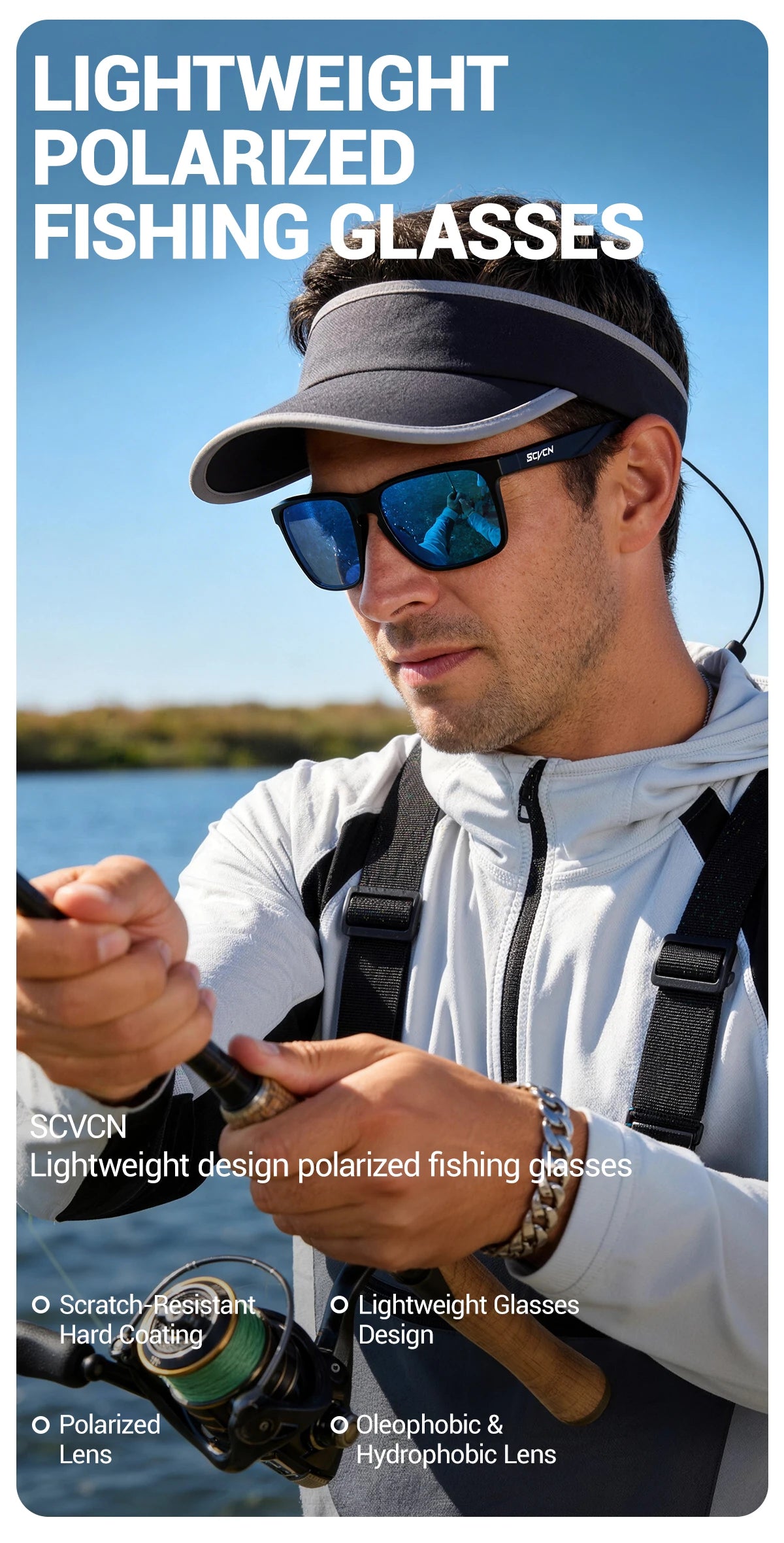 SCVCN Outdoorní polarizované sluneční brýle pro vodní sporty, pláž, oceán, moře, plošinu, rybaření, cyklistiku, MTB, sportovní jízdu na kole a turistiku, UV400