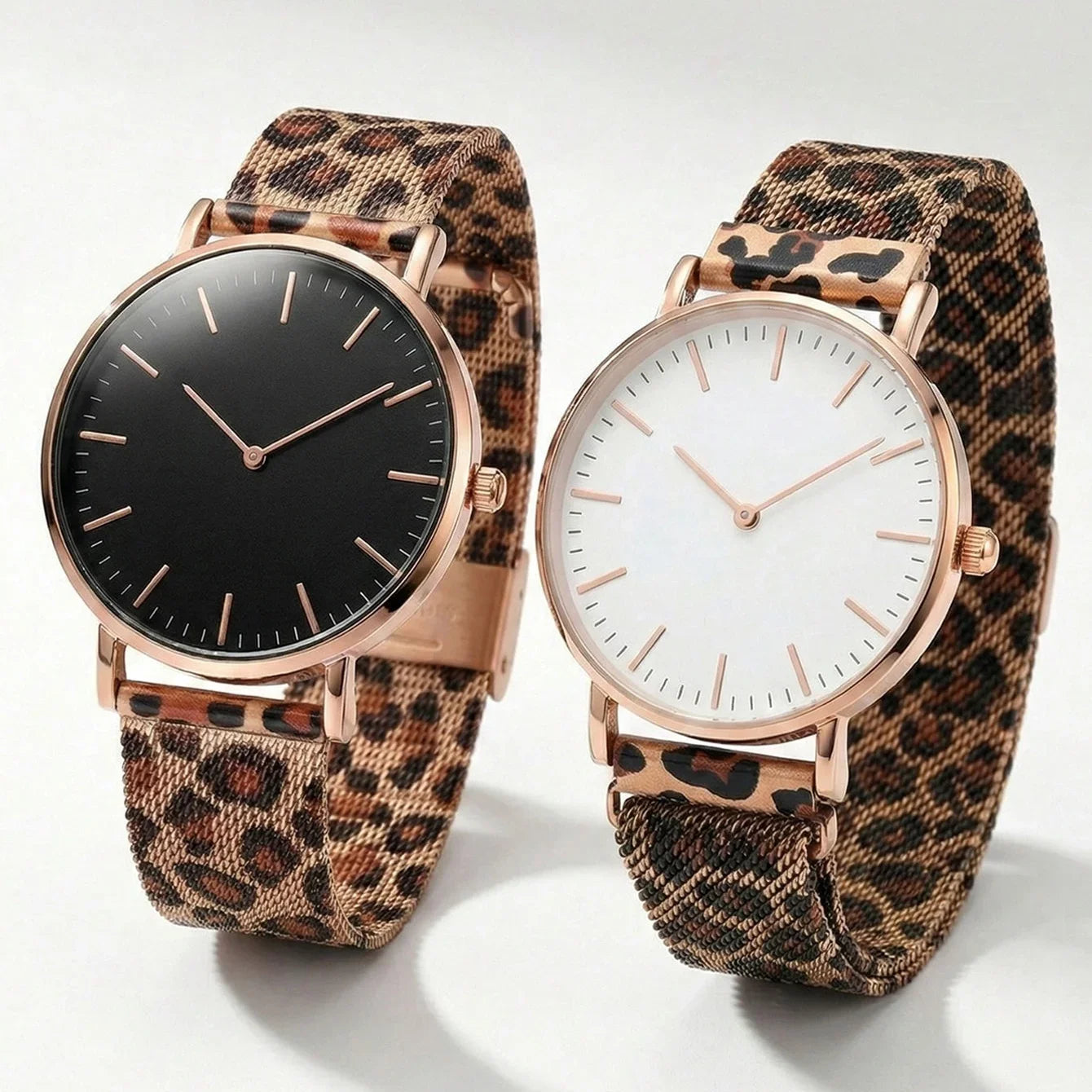 Ultra-thin Fashion Women's Watches Luxury Leopard Pattern Mesh Band Ladies Quartz Wristwatches Minimalist Female Clock Reloj