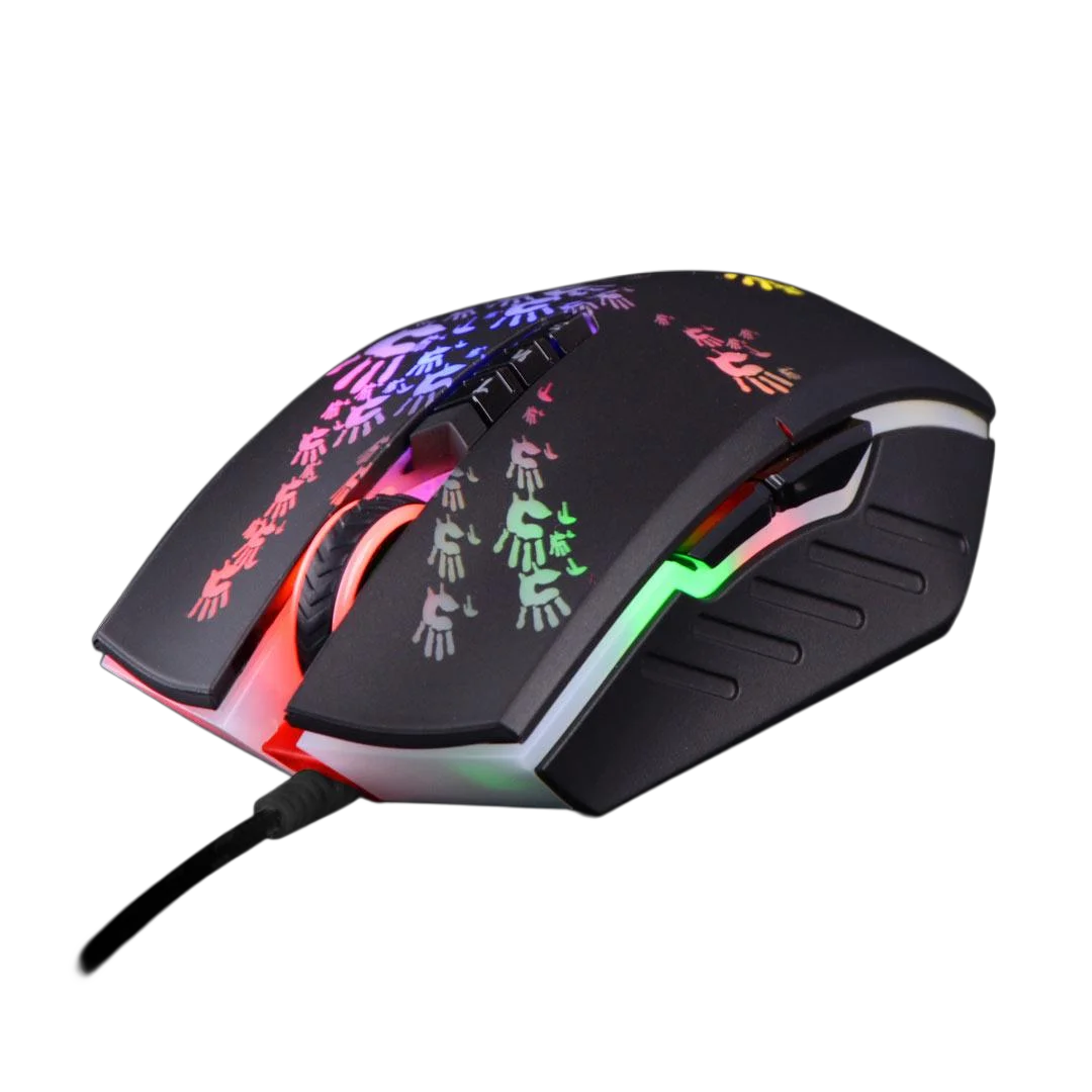 A4Tech Bloody A60 Gaming Mouse, RGB Mouse, Drag Click, 6200 CPI, 8 Macro Keys, X'Glide Metal Boot, 1000 Hz Adjustable