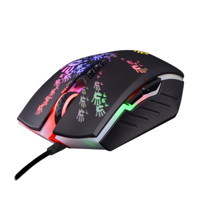 A4Tech Bloody A60 Gaming Mouse, RGB Mouse, Drag Click, 6200 CPI, 8 Macro Keys, X'Glide Metal Boot, 1000 Hz Adjustable