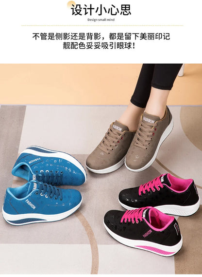Scarpe casual da donna per l'outdoor con suola spessa e tacco oscillante, scarpe sportive alla moda con plateau, taglia 42, suola piatta, per camminata e corsa