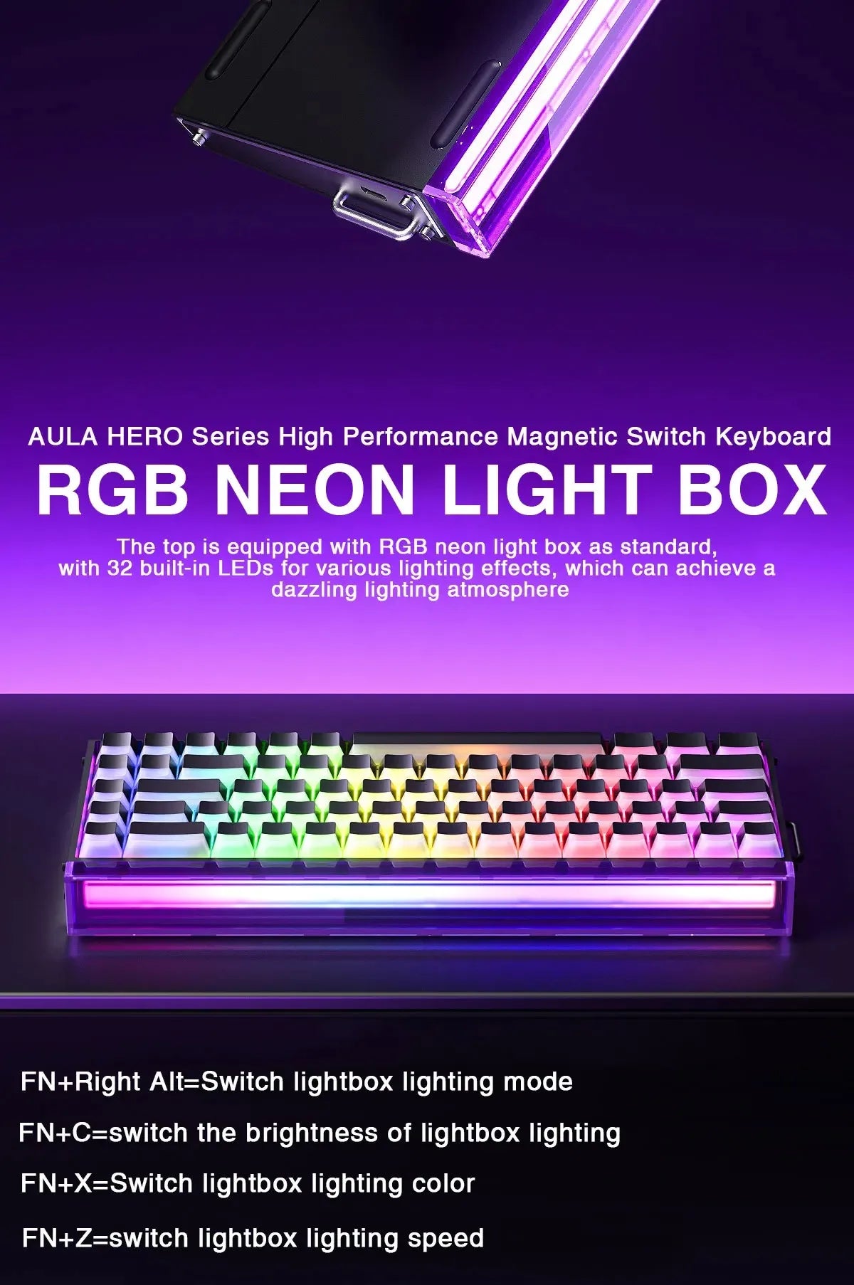 AULA HERO 68HE Magnet-Switch-Tastatur RGB Gaming Mechanische Tastatur Rapid Trigger 8K Return Kabelgebundene Esports Custom-Tastatur