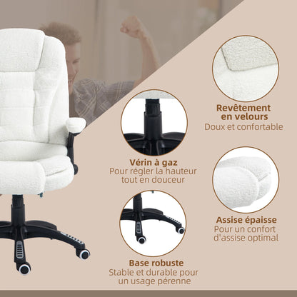 High-Tech Executive Office Chair with Lumbar Heating, Massage Function, 360° Swivel Ergonomic Fabric Desk Chair with Remote Control