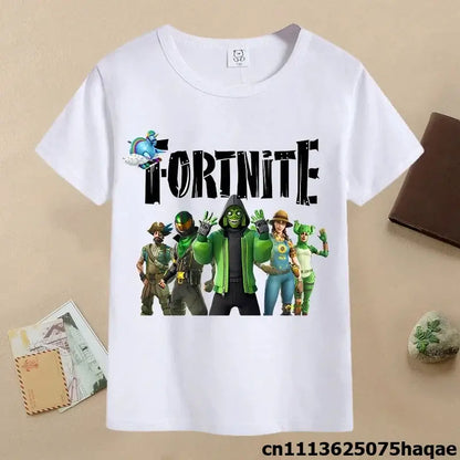 Summer Fortnites Children T-shirt Cartoon Game Figure Printed T-shirt Boys Casual Sports T-shirt Short Sleeves Kids Clothing