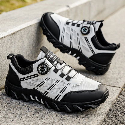 Chaussures de randonnée décontractées pour homme, toutes saisons, design slip-on confortable et respirant avec boucle rotative, baskets en PVC à semelle épaisse