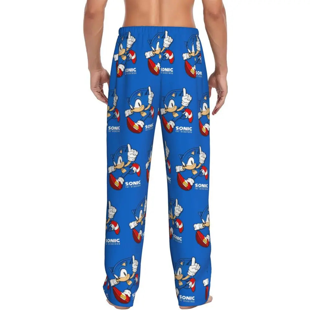 Custom Print Men's Soniced Pajama Pants Hedgehog Game Sleepwear Sleep Lounge Bottoms with Pockets