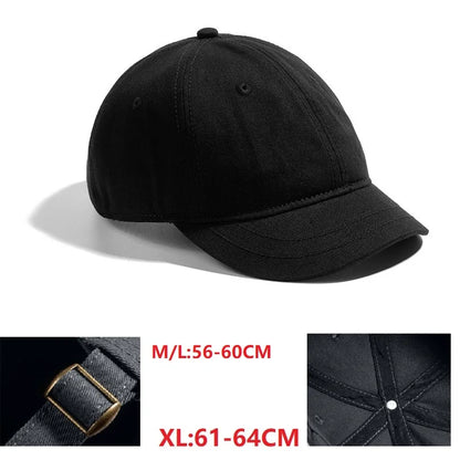 Czapka baseballowa dla mężczyzn z dużym daszkiem, z tyłu zamknięta, z krótkim daszkiem 5 cm, czapki z siateczki dopasowane do głowy, elastyczne czapki z całkowicie zamkniętym tyłem, rozmiary 56–60 cm, 61–65 cm