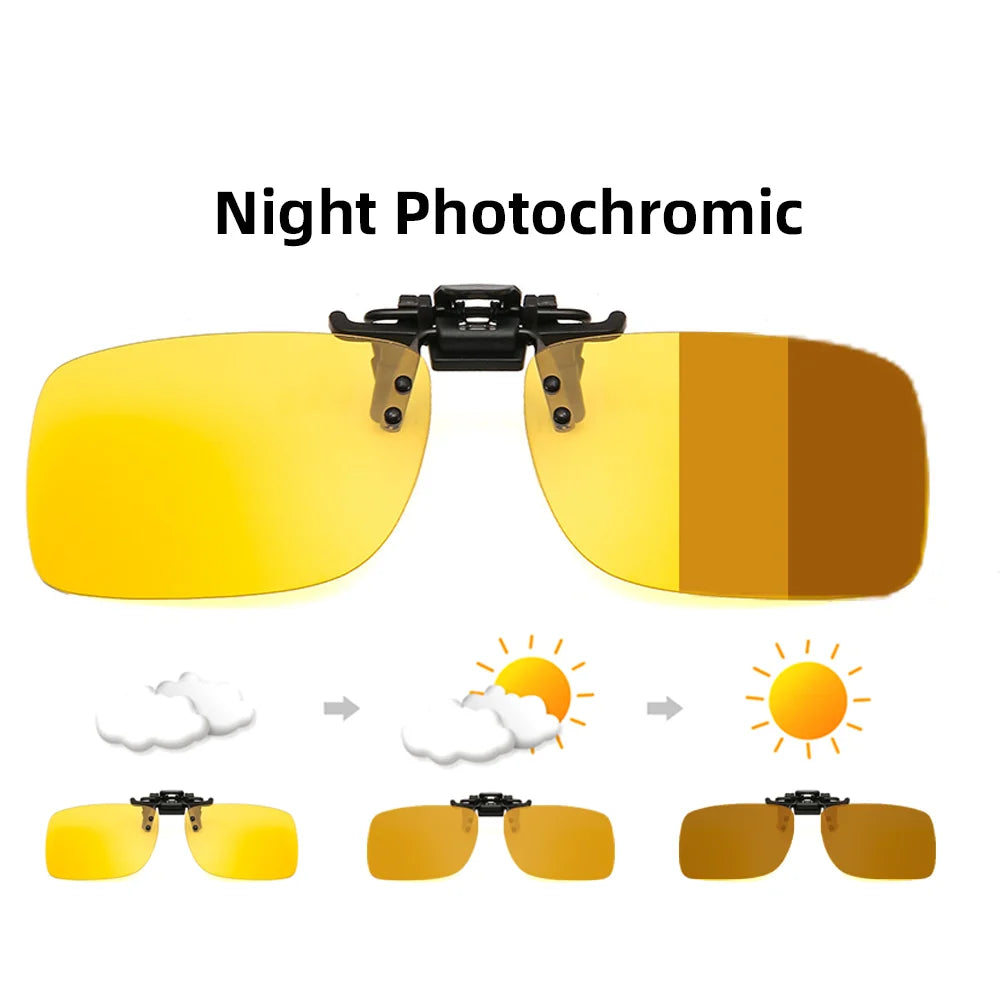 Klasické čtvercové sklopné nasazovací sluneční brýle pro muže, polarizované, pro noční vidění, pro řízení, UV400, pro ženy, fotochromatické sluneční brýle, nasazovací klipy