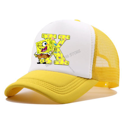 Spongebobs Baseball Cap for Kids Adult Cartoon Letter Mesh Cap Kawaii  Peaked Hat Yellow Summer Cap Girls Boys Accessories Gift