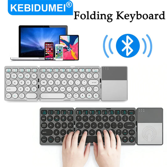 Bluetooth Folding Keyboard Mini Wireless Rechargeable Keyboard With Touchpad Portable Universal Keyboard for Windows Android IOS