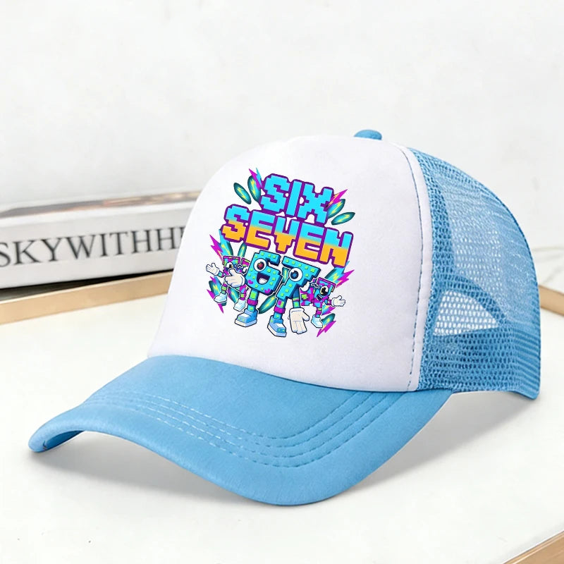 Steal A Brainrot Mesh Baseball Caps Cartoon 67 Six Seven Adult Kids Sports Hats Boys Girls Summer Outdoor Sunshade Peaked Caps
