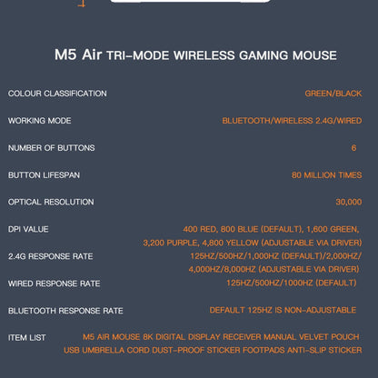 Darmoshark M5Air Forged Carbon Fiber Wireless 8K Gaming Mouse PAW3950 30K DPI Small Hand Finger Grip Game Macro Mice Lightweight