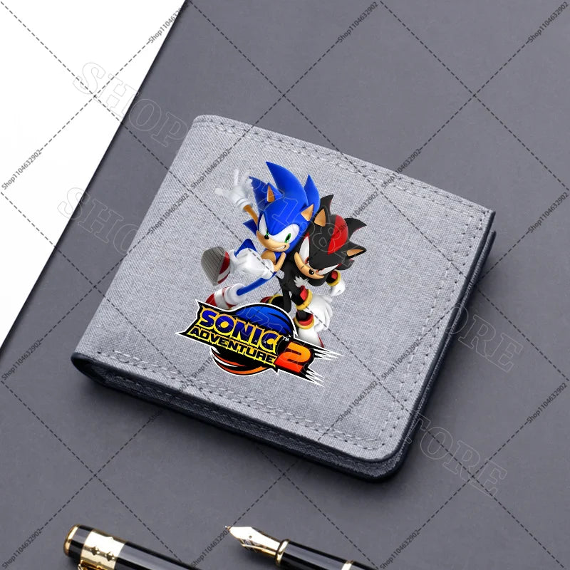 Sonics Mens Purses Men Wallets Cartoon Anime Graphic Print Cute Purse Portable Large Capacity Card Packs Birthday Party Gifts