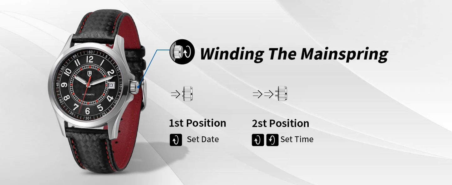 BERNY Automatic Mechanical Watches for Men 38mm Super Luminous PT5000 ST2130 High Precision Luxury Sapphire Wristwatch Easy Read