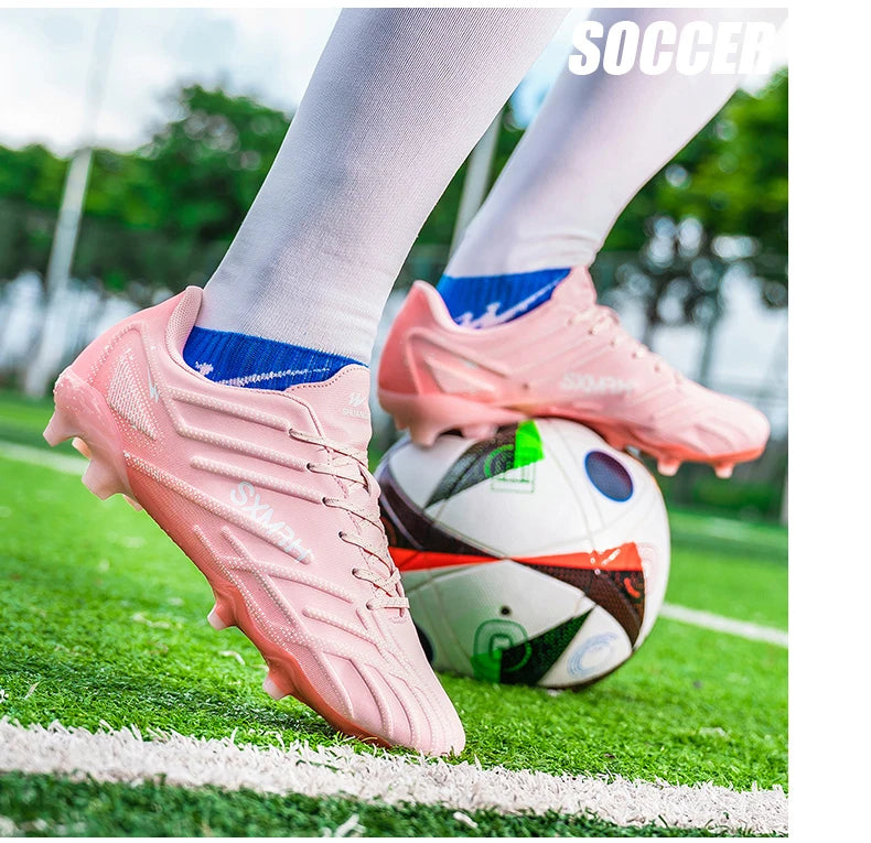 Chaussures de football Double Star Adult Youth AG : crampons antidérapants et résistants pour gazon artificiel et naturel, pour l'entraînement et les matchs, hommes et femmes