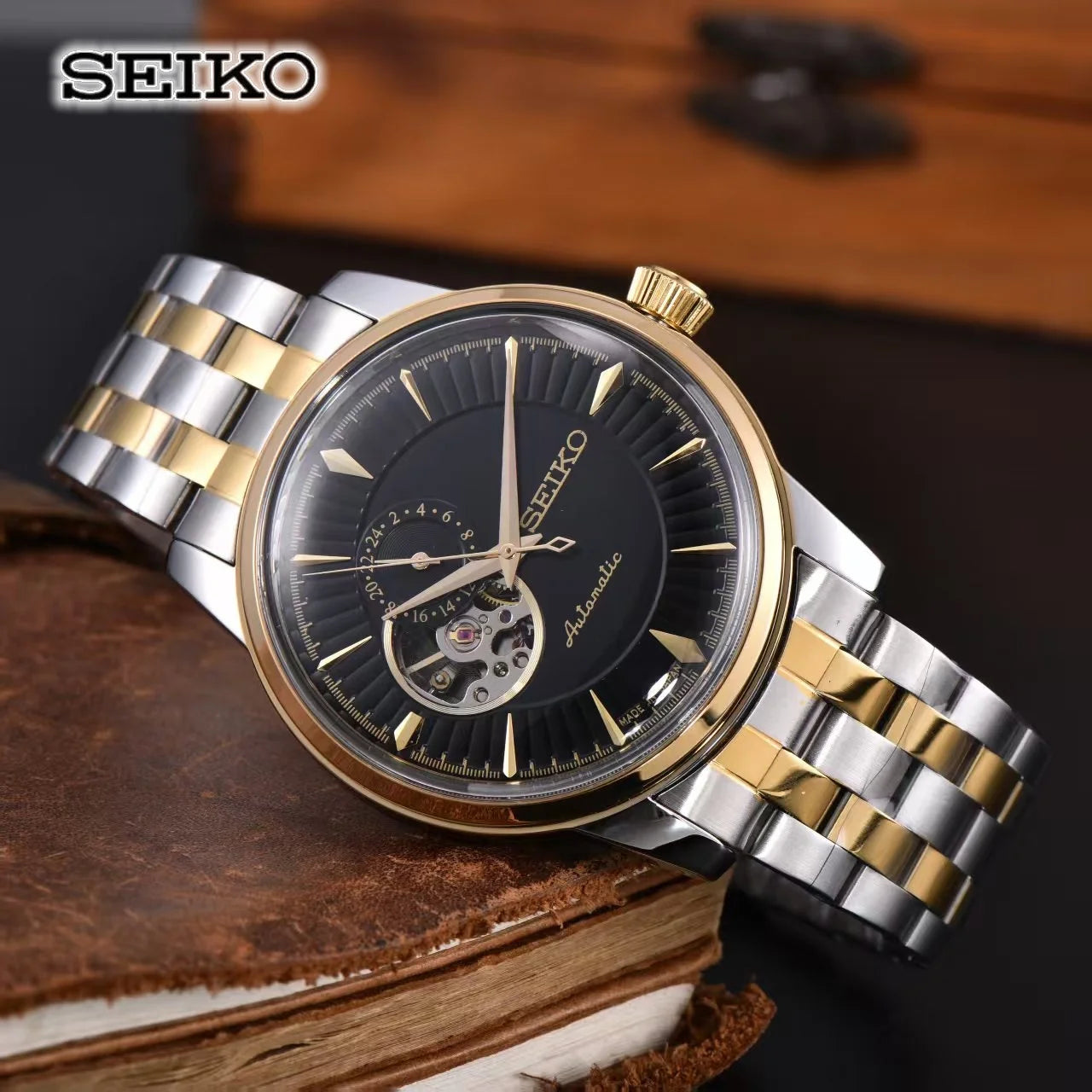 Seiko's new men's and women's business mechanical wristwatch, casual classic stainless steel strap, fashionable couple's watch