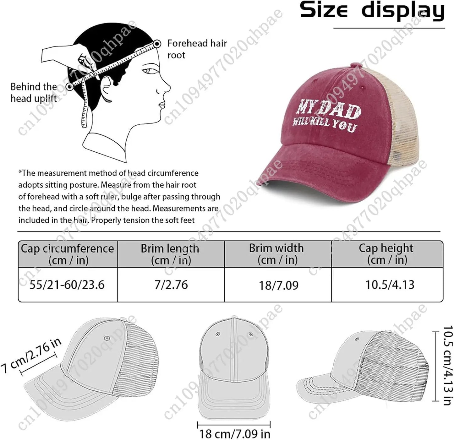 My Dad Will Kill You Hat Funny Trucker Hats Men Baseball Cap Funny Gifts