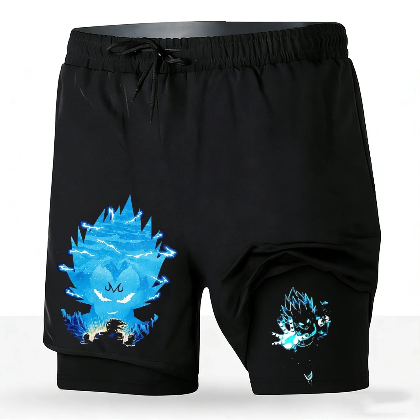 Men's Dragon Ball Anime 2-in-1 Running Shorts Majin Vegeta Print Quick Dry Athletic Workout Shorts 2026 New Unisex