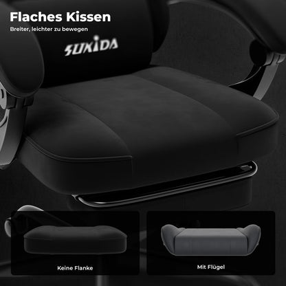 SUKIDA Gaming Chair with Footrest, Ergonomic Racing Style PC Chair with Lumbar Support, Adjustable Office Gaming Chair for Comfort and Work
