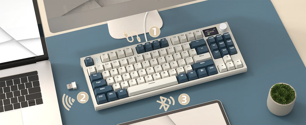 RK86 Wireless Mechanical Keyboard 75% TKL Tri-Mode Gaming Keyboard, Hot Swappable RGB Mechanical Keyboard with Gasket Mount, TFT Smart Display
