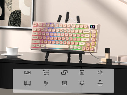 Womier S-K80 Keyboard Liquid 75% Hot Swap Keyboard with Color OLED Display Mechanical Gaming Keyboard Gasket Mount RGB for Windo