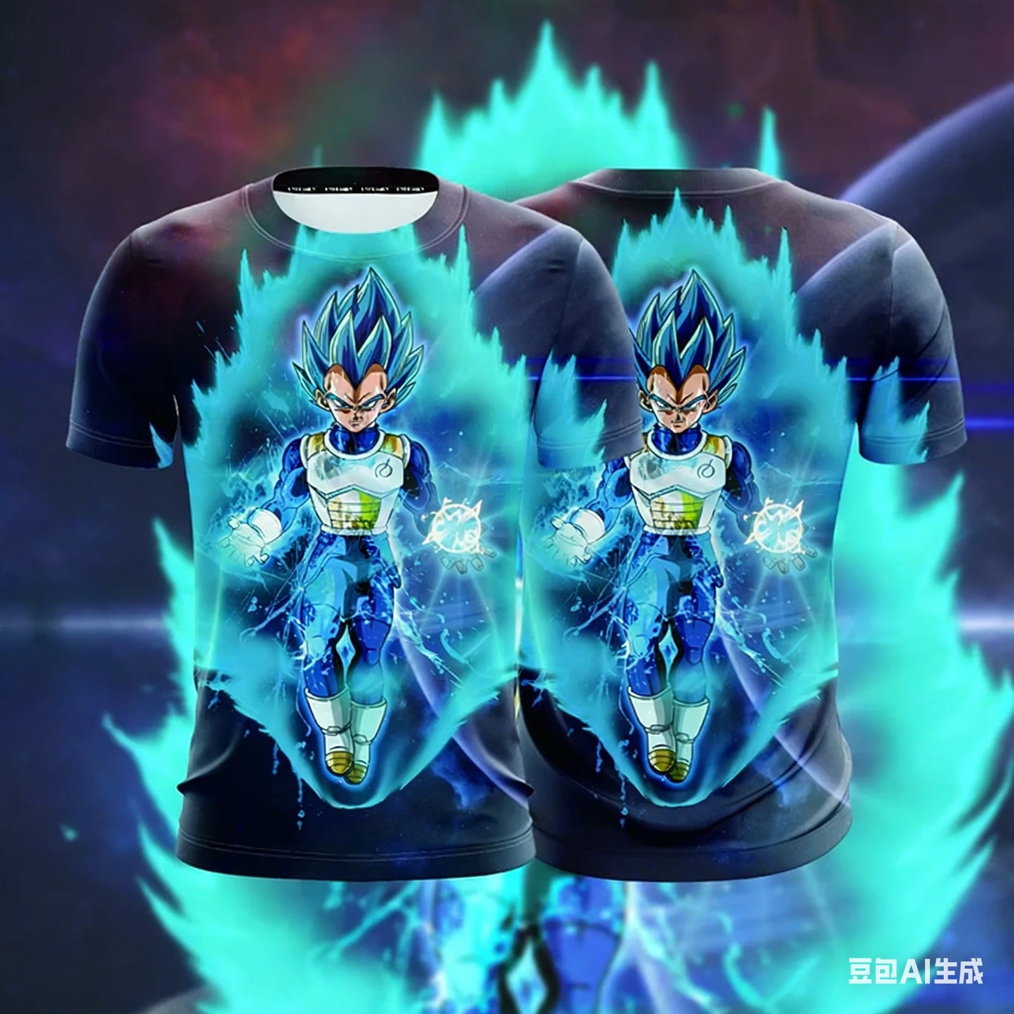 2026 Summer Dragon Ball  T-Shirt 3D Print Vegeta Super Saiyan Blue Neon Oversized Loose Breathable Gym Streetwear Unisex Tee