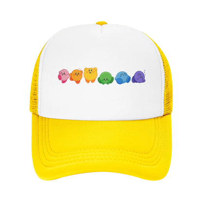 Adult Kirbys Rainbow Trucker Caps Vintage Mesh Baseball Caps Snapback Caps  Dad Hat Sun Hat Breathable Sports Cap Wholesale New