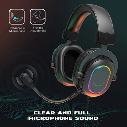 Cuffie gaming RGB FIFINE con microfono – cuffie cablate over-ear con suono surround 7.1 per PC, PS4 e PS5, con 3 modalità EQ