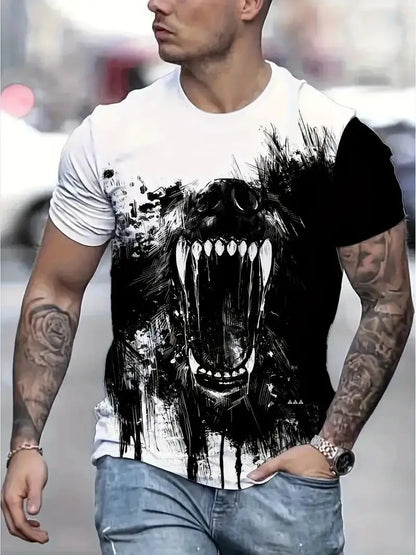 Summer Wolf Animal 3D Print T-Shirts Men Women Hip-hop Short Sleeve T Shirt Casual Oversized Harajuku Y2K Tops Tees Men Clothing