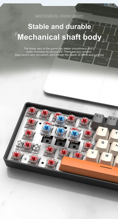 APAYADO K61 60% mini laidinė mechaninė žaidimų klaviatūra Phantom RGB, 61 klavišas, raudoni / mėlyni jungikliai, ergonomiška, nešiojama, skirta PC / nešiojamajam kompiuteriui