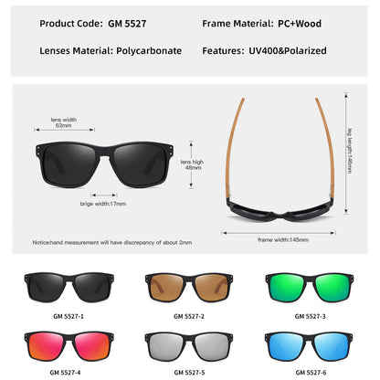XSW Brand Design Bukové dřevo Ručně vyráběné sluneční brýle Pánské polarizované brýle Outdoorové sluneční brýle pro řízení Zesílený pant 5527