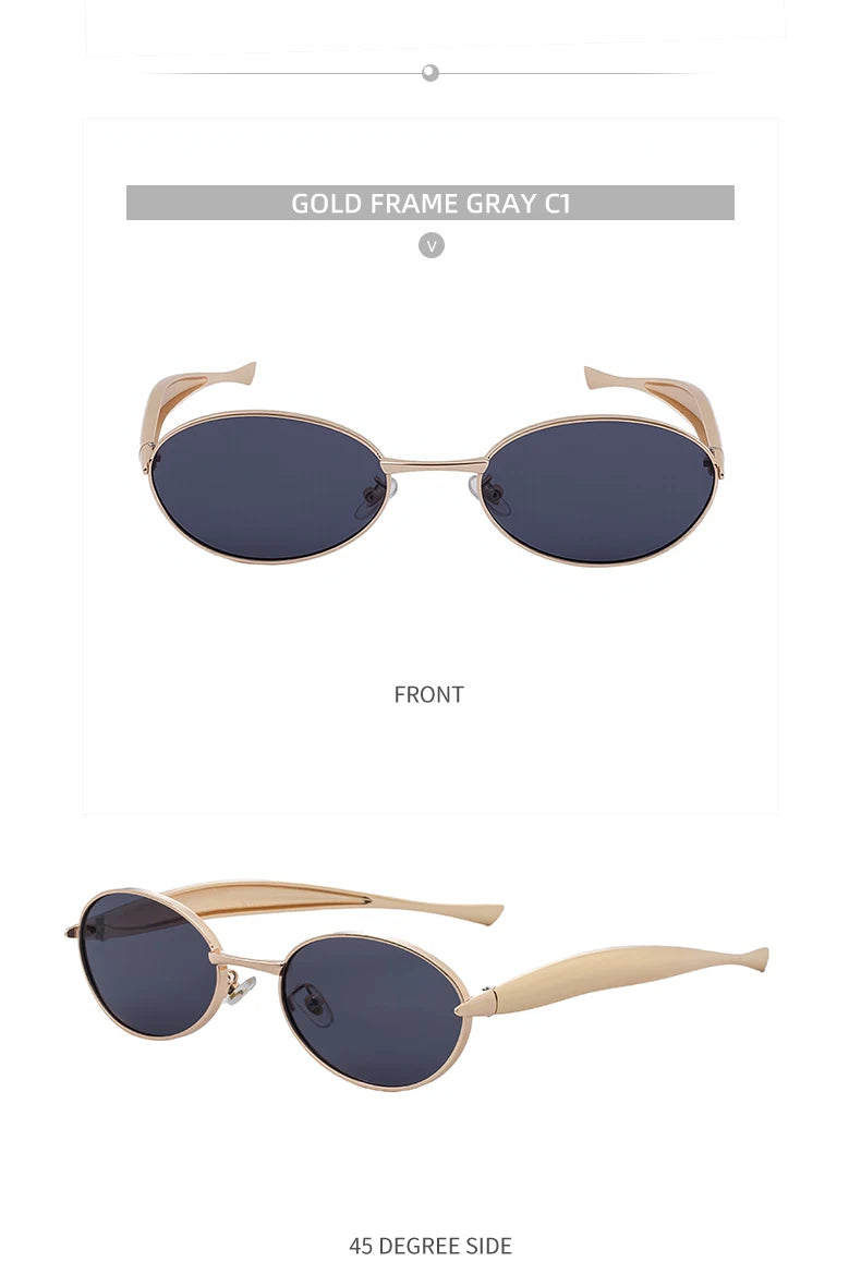 Sexy Small Oval Punk Sunglasses Women 2026 Luxury Vintage Steampunk Metal Frame Sun Glasses For Ladies Trendy Traveling Shades