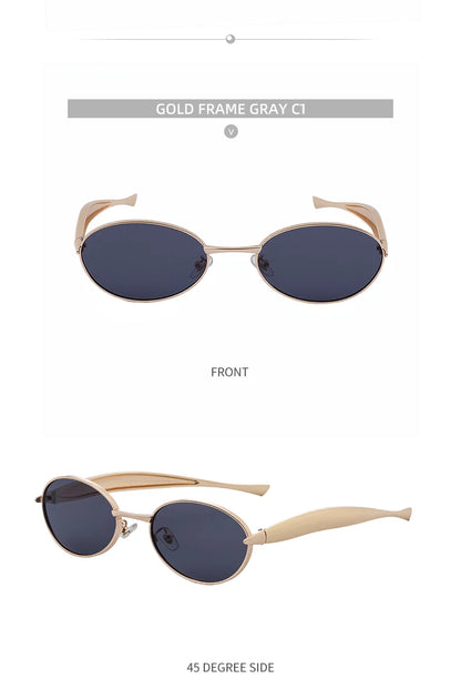 Sexy Small Oval Punk Sunglasses Women 2026 Luxury Vintage Steampunk Metal Frame Sun Glasses For Ladies Trendy Traveling Shades