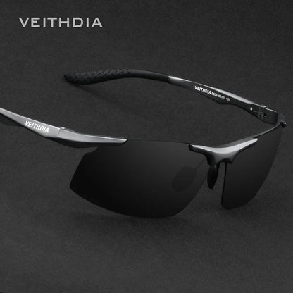 VEITHDIA Pánské sluneční brýle Outdoor Polarizované skla UV400 Obdélníkové bezrámové Brýle na řízení, rybaření a sport pro muže 6535