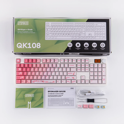 EPOMAKER QK108 QMK/VIA Full-Sized ANSI US Layout Wired/BT/2.4Ghz Wireless Mechanical Keyboard RGB Backlight with 8000mAh Battery