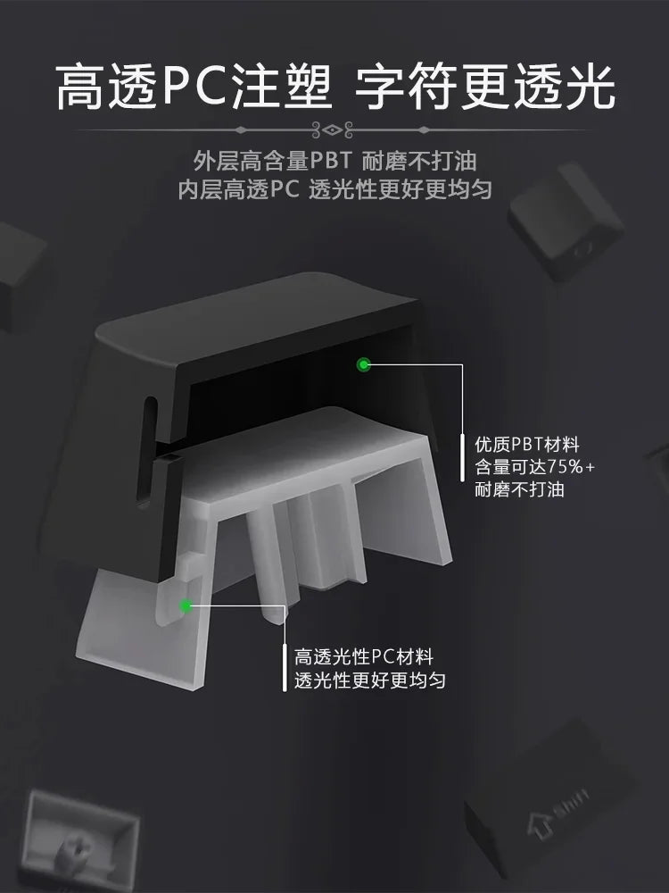 2025 Original Daylight PBT Translucent Keycaps Set – 136 OEM Side-Engraved Keycaps for 60/84/98/108 Mechanical Keyboards, MX Switch Compatible