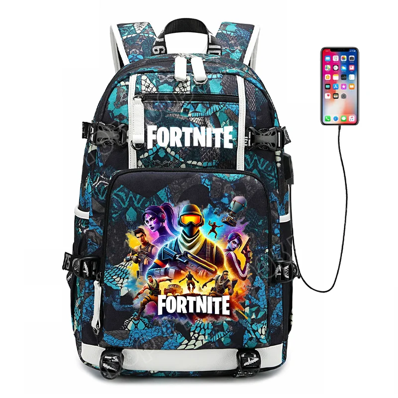 Fortnite-Print-Schülerrucksack für Jungen und Mädchen, Schulrucksack mit großem Fassungsvermögen, wasserdicht, leicht und strapazierfähig, Geburtstagsgeschenk