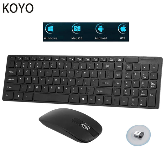 Spanish/Hebrew/Russian/Korean New 2.4G Wireless Keyboard and Mouse set For Laptop iPad PC Desktop For Android IOS Windows