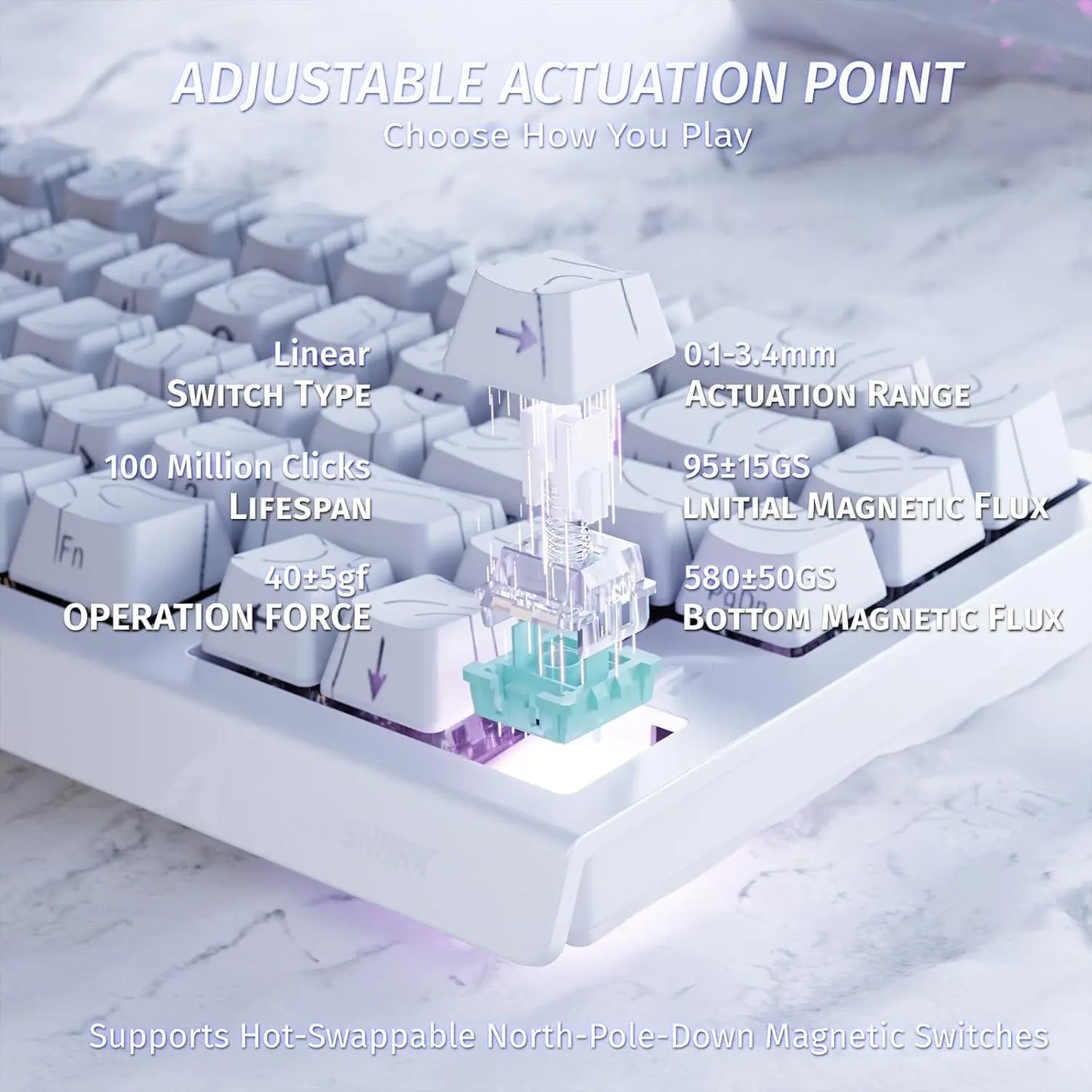 ATTACK SHARK X68 HE Rapid-Trigger mechanische Gaming-Tastatur 60% kabelgebunden mit einstellbarer Auslösung, Hall-Effect-Magnetschalter, 8KH