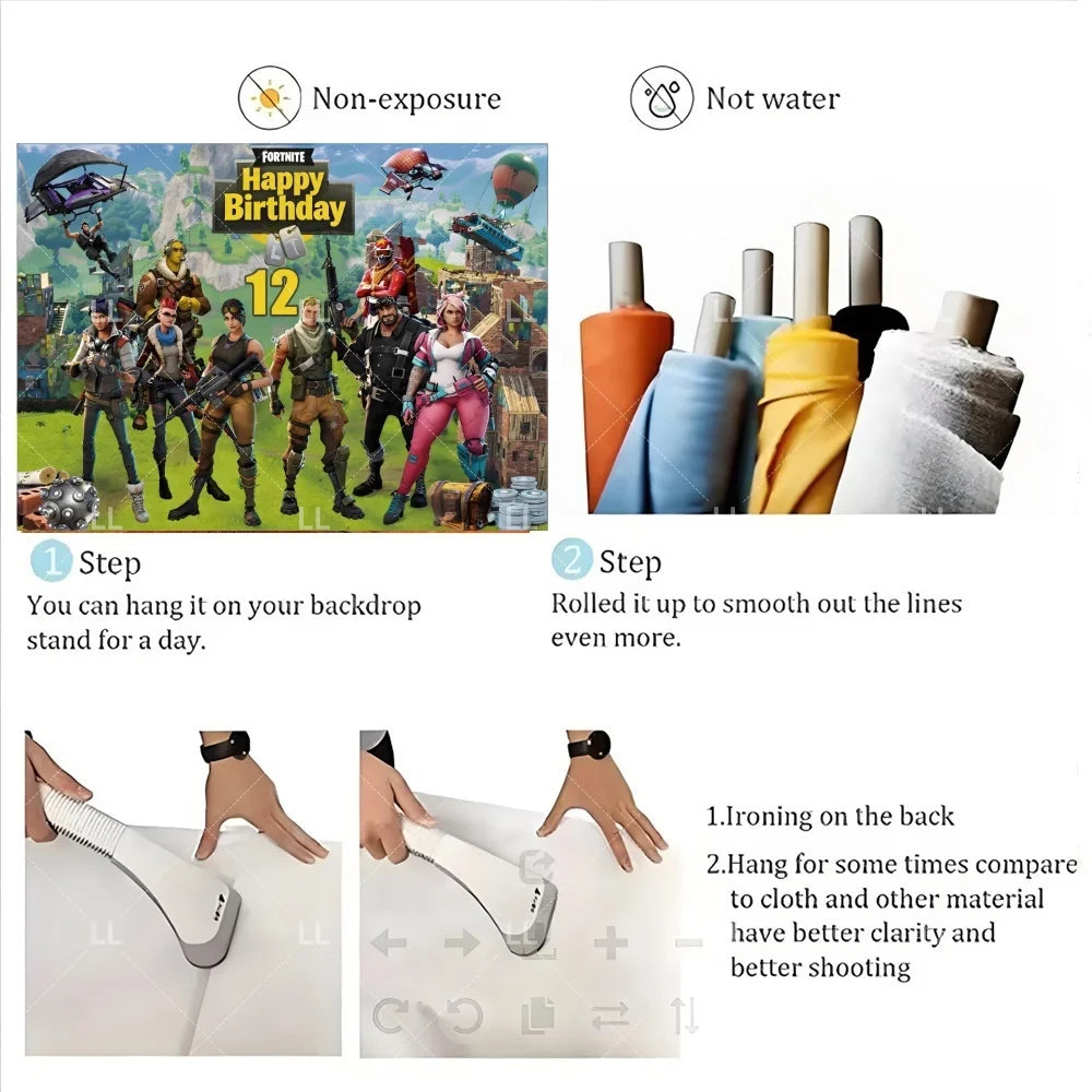 5 8 10 15th Fortnite Birthday Party Supplies Hot Game Backdrop Decor Baby Shower Photography Background Boy Gift Studio Props