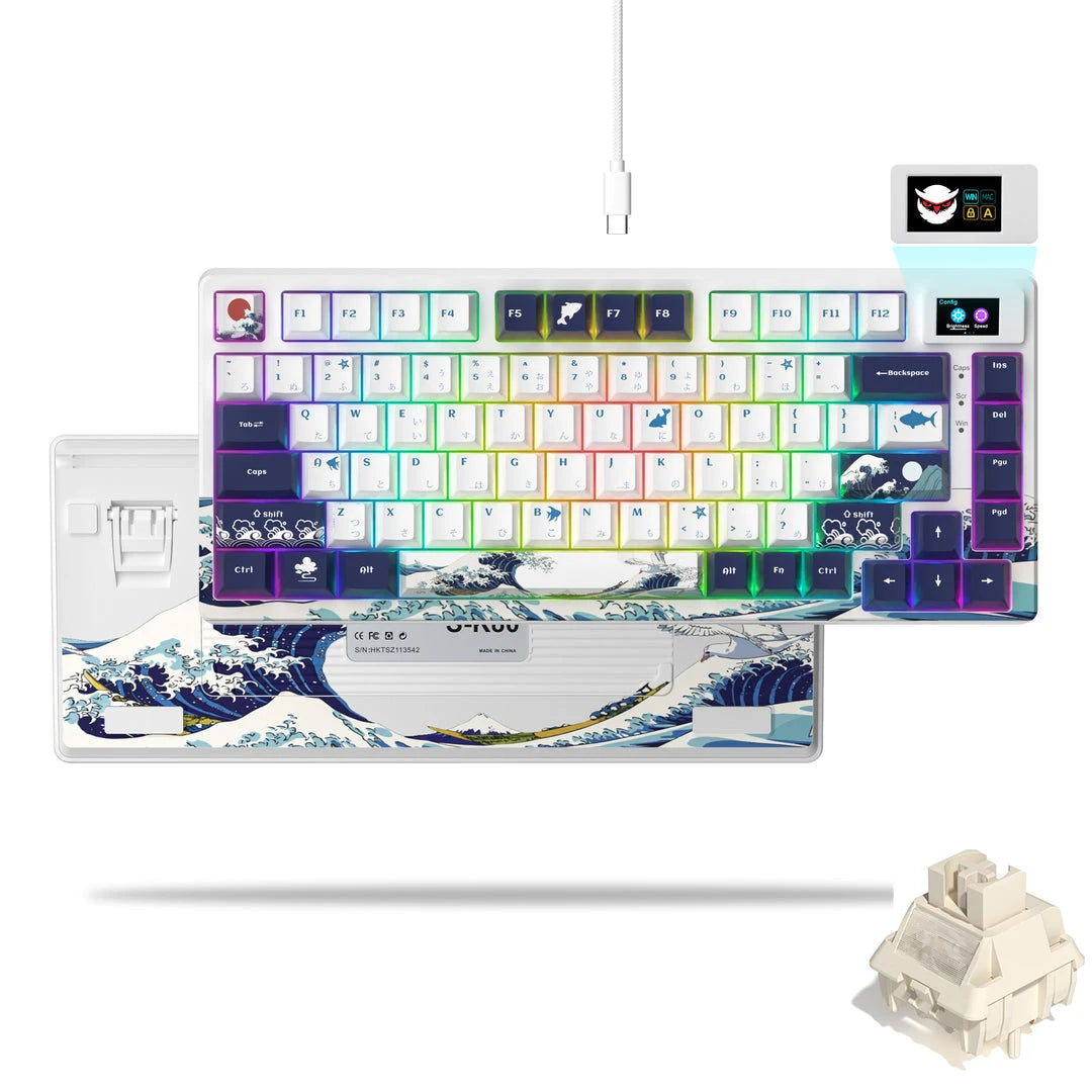Womier S-K80 Keyboard Liquid 75% Hot Swap Keyboard with Color OLED Display Mechanical Gaming Keyboard Gasket Mount RGB for Windo