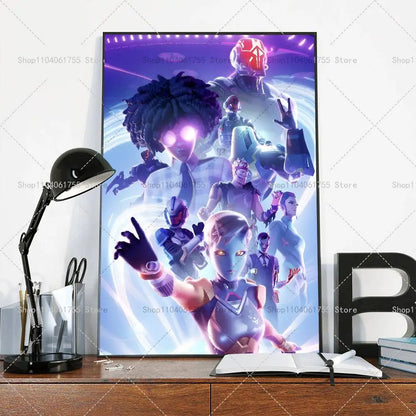 F-Fortnites-Game beliebtes Poster, selbstklebender Kunst-Wandsticker aus wasserfestem Papier für Café, Bar und Zimmerdekor