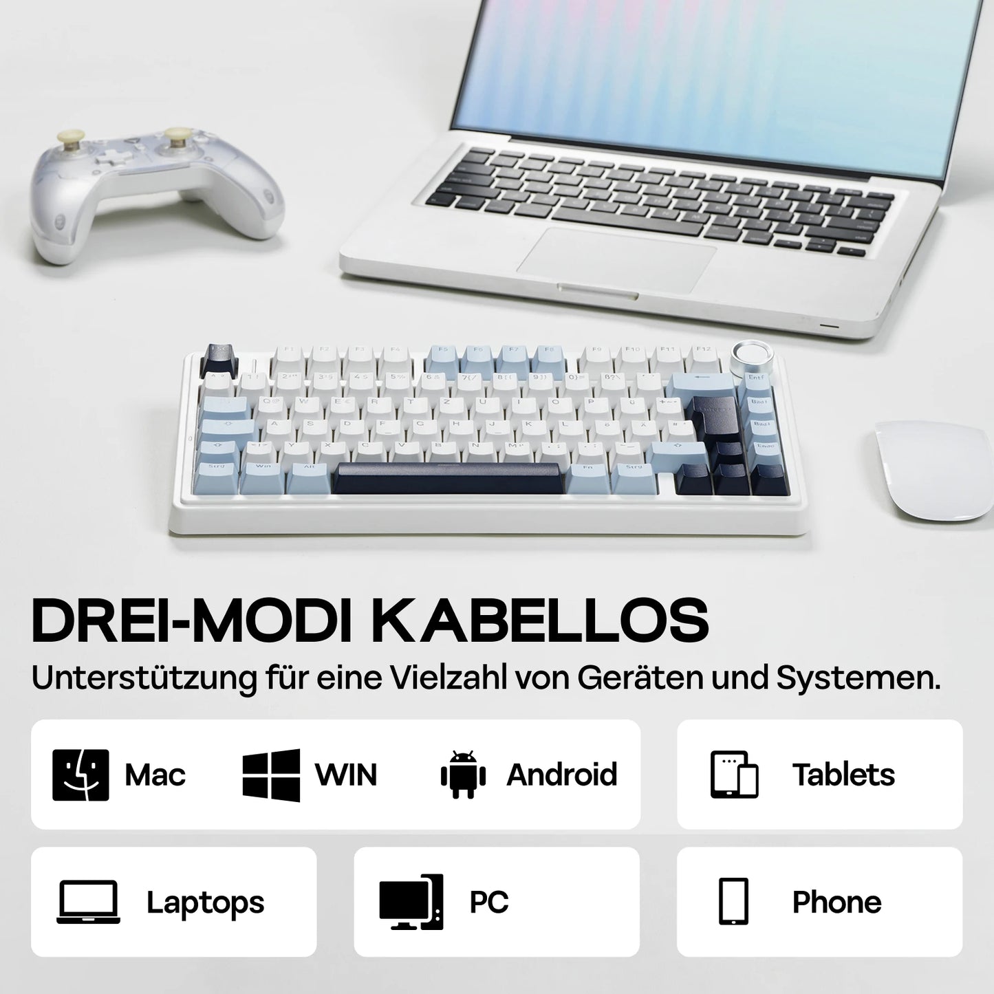 ISO-DE Layout EPOMAKER X AULA F75 75% German QWERTZ Hot-Swap Gasket Wired/Bluetooth/2.4G Wireless Mechanical Keyboard Knob/RGB