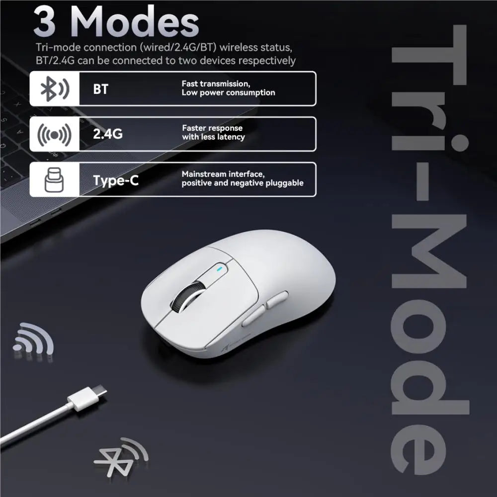 X3 vezeték nélküli gamer egér ATTACK SHARK, piros, 4K válaszidő, Bluetooth hárommódú kapcsolat, PAW3395, makrós Bluetooth gamer egér