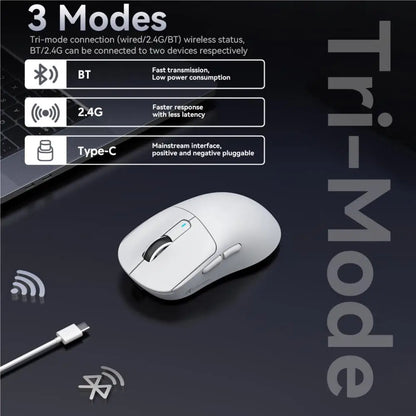 X3 vezeték nélküli gamer egér ATTACK SHARK, piros, 4K válaszidő, Bluetooth hárommódú kapcsolat, PAW3395, makrós Bluetooth gamer egér
